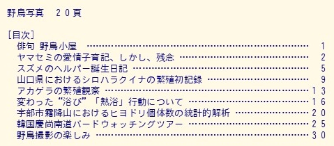 目次(山口野鳥 第35号 2002)